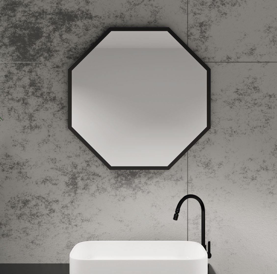 Origins Living Docklands Octagon Mirror in a bathroom setting