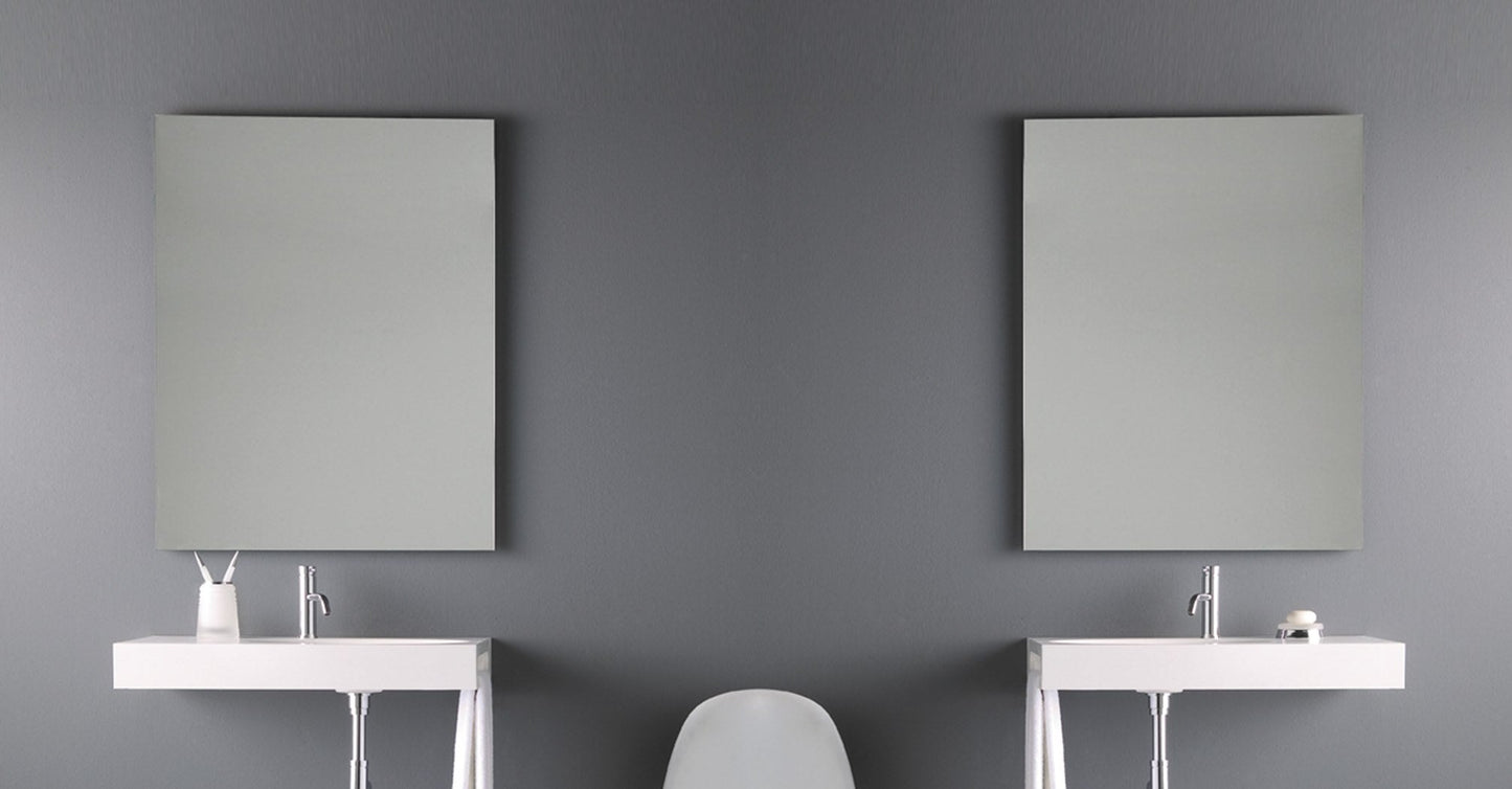 Origins Living Slim Rectangular Mirror in a bathroom setting