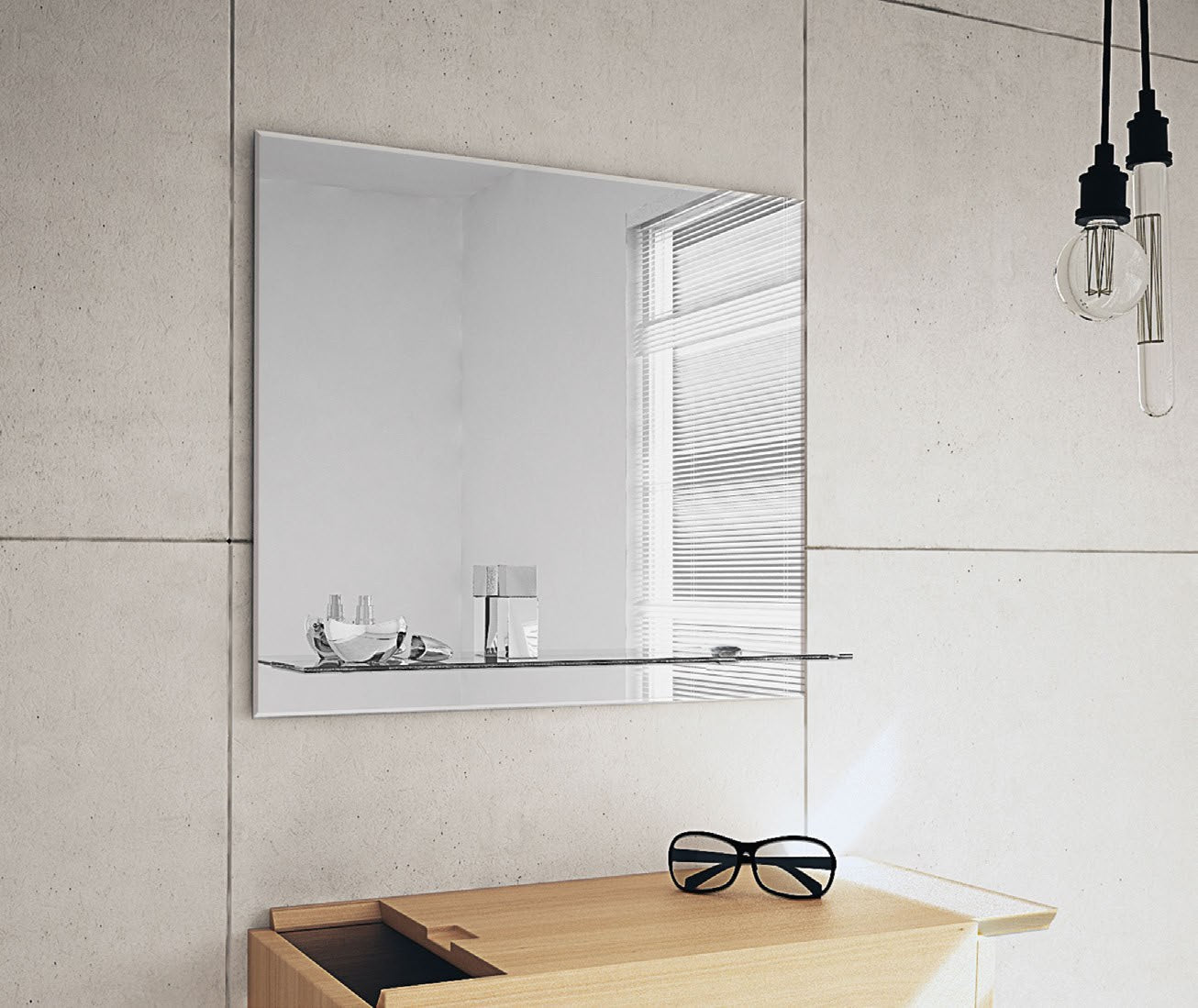 Origins Living Mirror Ledge in a bathroom setting