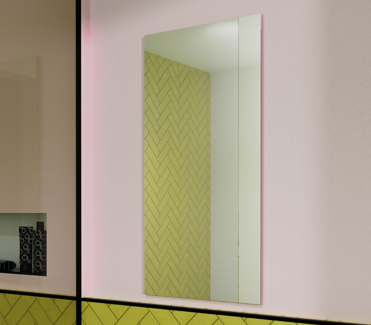 Origins Living Brix Mirror in a bathroom setting