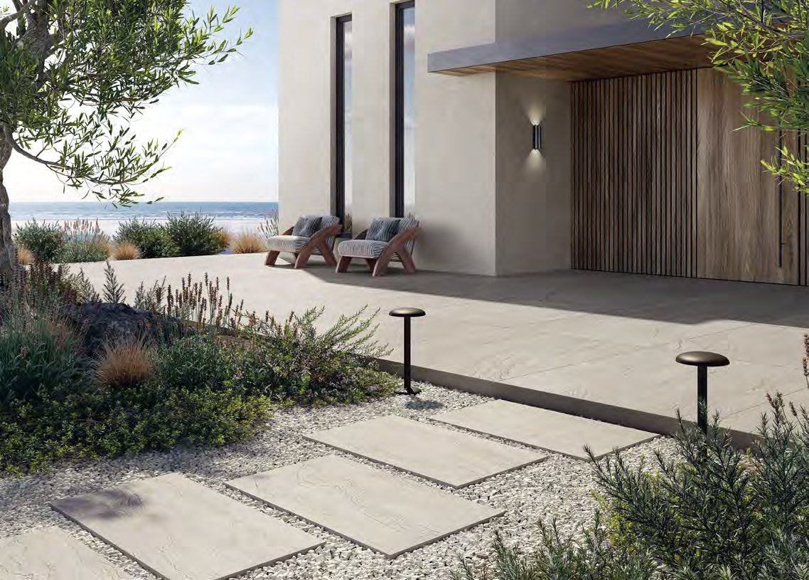 Coem Sinai Grigio gresX2 20mm outdoor porcelain paving, laid installation