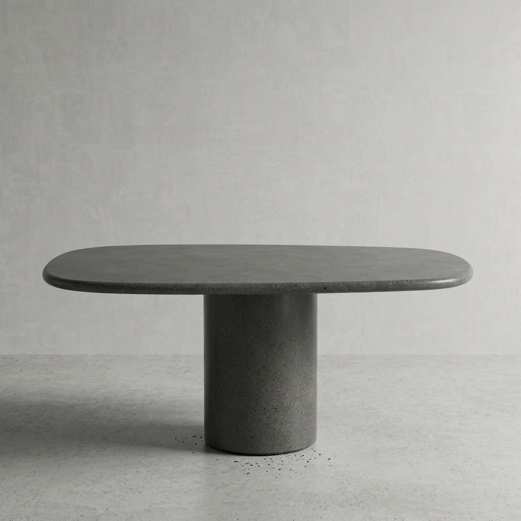 Hand-finished microcement in Antracita, a near-black charcoal finish