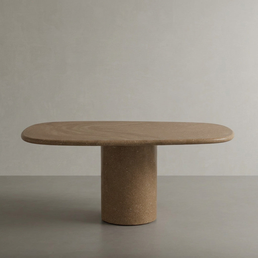 Hand-finished microcement in Arena, a warm ochre sand finish