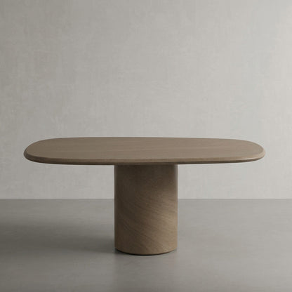 Microcement dining table in Terra, a deep earth brown finish
