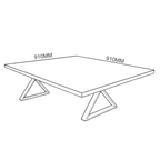 Oxidart liquid metal dining table, 910 x 910mm square