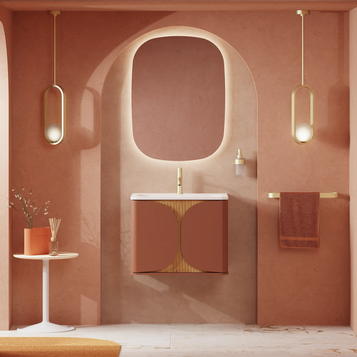 Crosswater Tambour 600 Wall hung Unit with Basin in Soft Clay