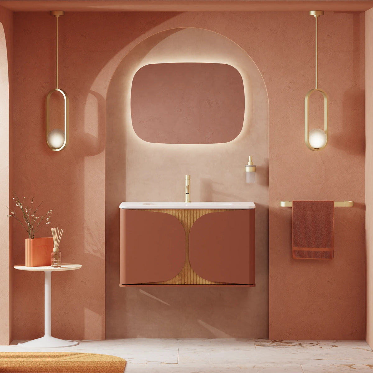 Crosswater Tambour 800 Wall hung Unit with Basin in Soft Clay