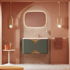 Crosswater Tambour 800 Wall hung Unit with Basin in Sage Green