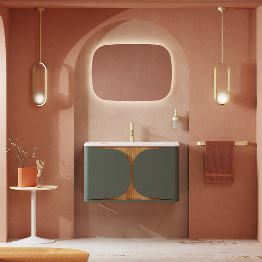 Crosswater Tambour 800 Wall hung Unit with Basin in Sage Green