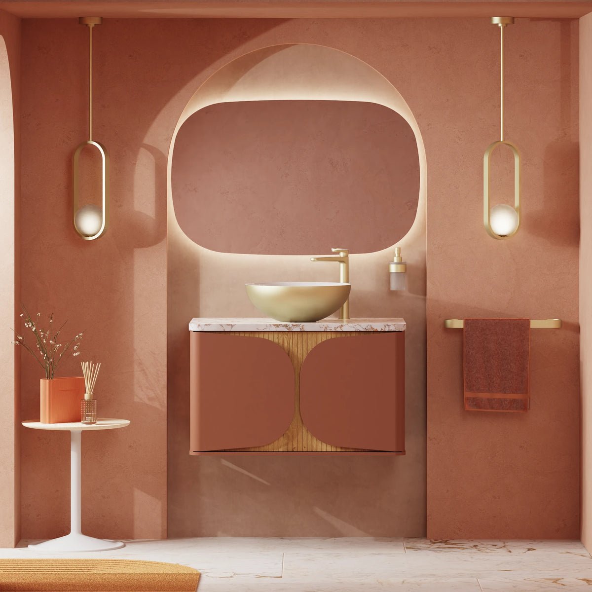 Crosswater Tambour 800 Wall hung Unit with Worktop in Soft Clay