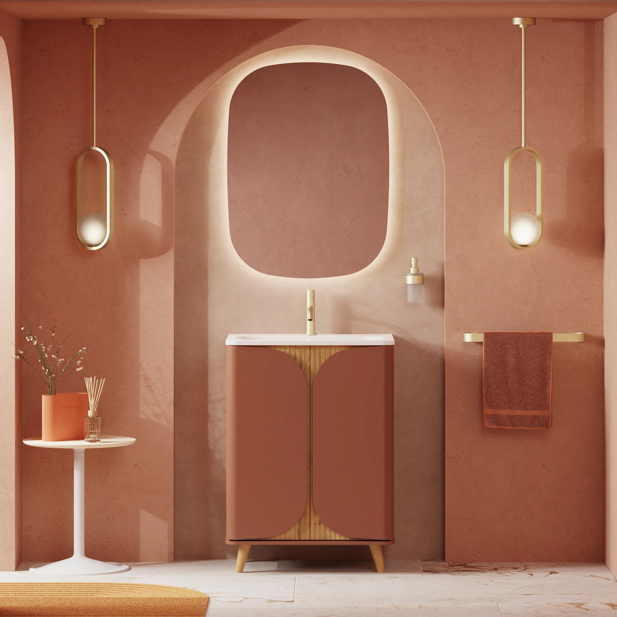Crosswater Tambour 600 Floorstanding Unit with Basin in Soft Clay