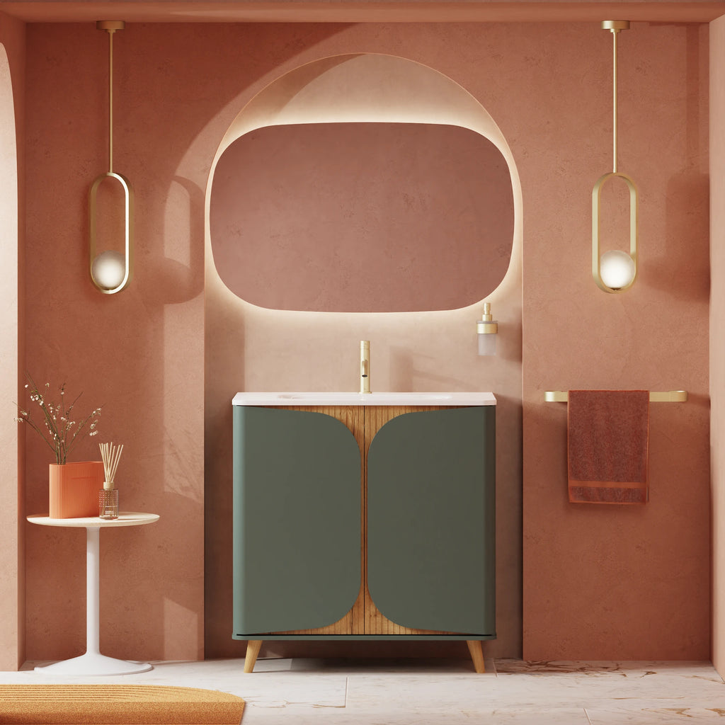 Crosswater Tambour 800 Floorstanding Unit with Basin in Sage Green