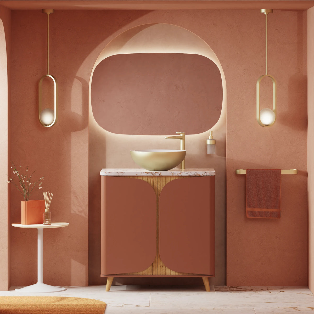 Crosswater Tambour 800 Floorstanding Unit with Worktop in Soft Clay