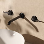 Crosswater 3ONE6 Lever 3 Hole Wall Basin Tap Stainless Slate