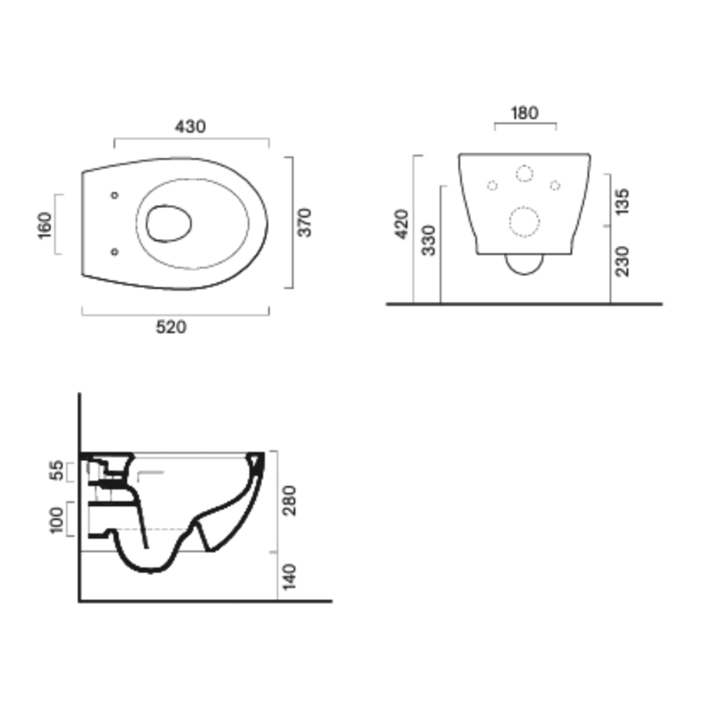 Catalano Italy 52 Wall-Hung Rimless Toilet