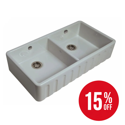 Whitebirk Sink Company Trawden fluted Double Kitchen Sink 1000 x 535 x 220mm
