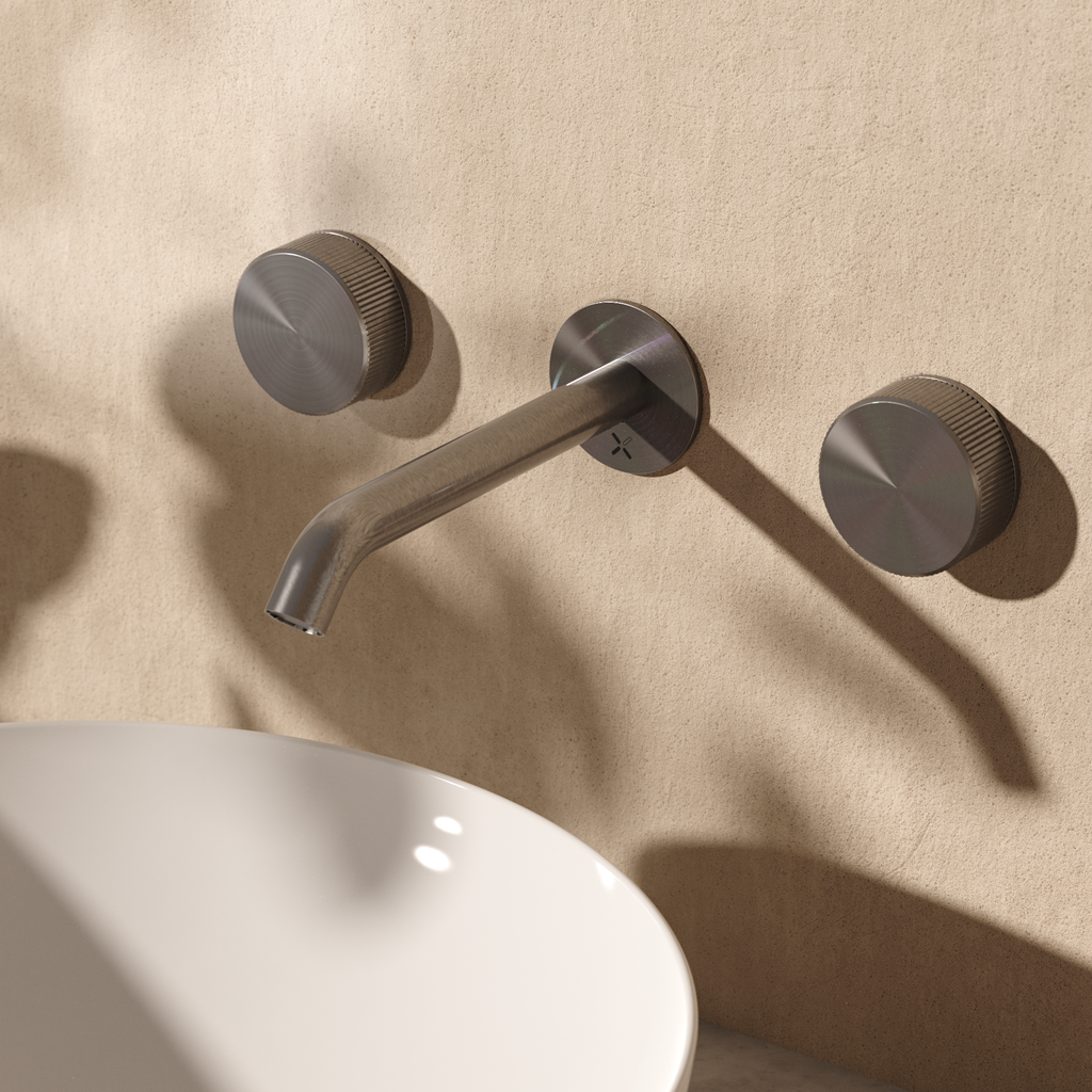 Crosswater 3ONE6 3 Hole Wall Basin Tap Stainless Steel